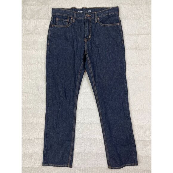 Old Navy Straight Leg Jeans 34x32 Dark Wash Blue Denim - Picture 1 of 7